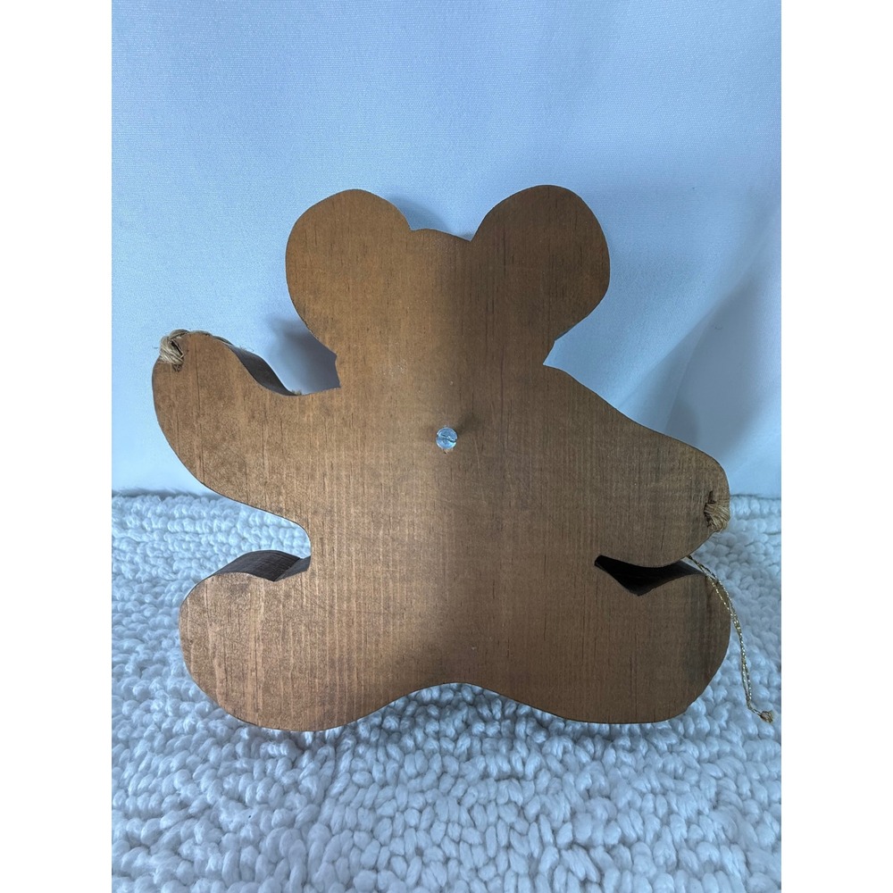 VTG Hand Painted Wooden Teddy Bear with Hearts Cottagecore Wall Decor Brown 6in - Picture 6 of 9